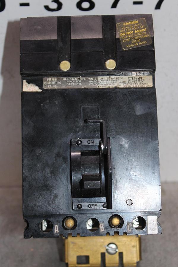 Used SQUARE D I-LINE CIRCUIT BREAKER FA36030 30 AMP 600 VOLT 3-POLE