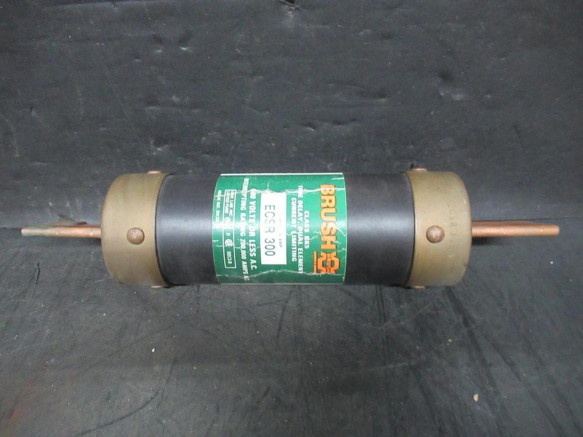 Used BRUSH DUAL-ELEMENT TIME-DELAY CURRENT-LIMITING FUSE ESCR-300 600 VAC 300 AMP