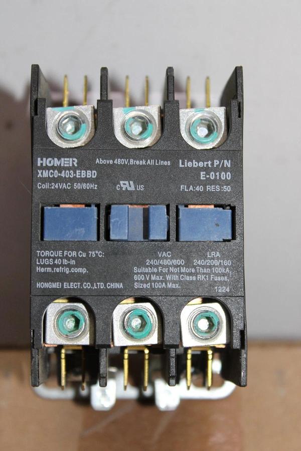 Used HOMER CONTACTOR XMC0-403-EBBD E-0100 40 AMP 600 VAC COIL: 24 VAC **LOT OF 2**