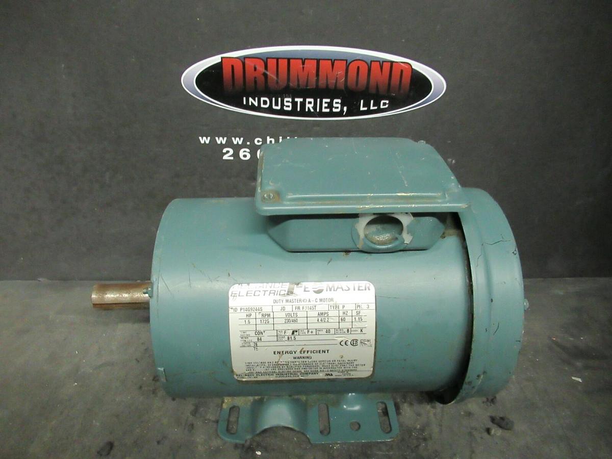 Used 1.5 HP RELAINCE ELEC MOTOR 1725 RPM 230 / 460 VP14G9244S  FJ14T FRAME  TEFC