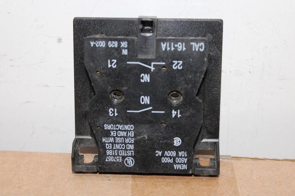 Used ABB AUXILIARY CONTACT BLOCK CAL-16-11A SK-829-002-A 10 AMP 600 VAC *WARRANTY*