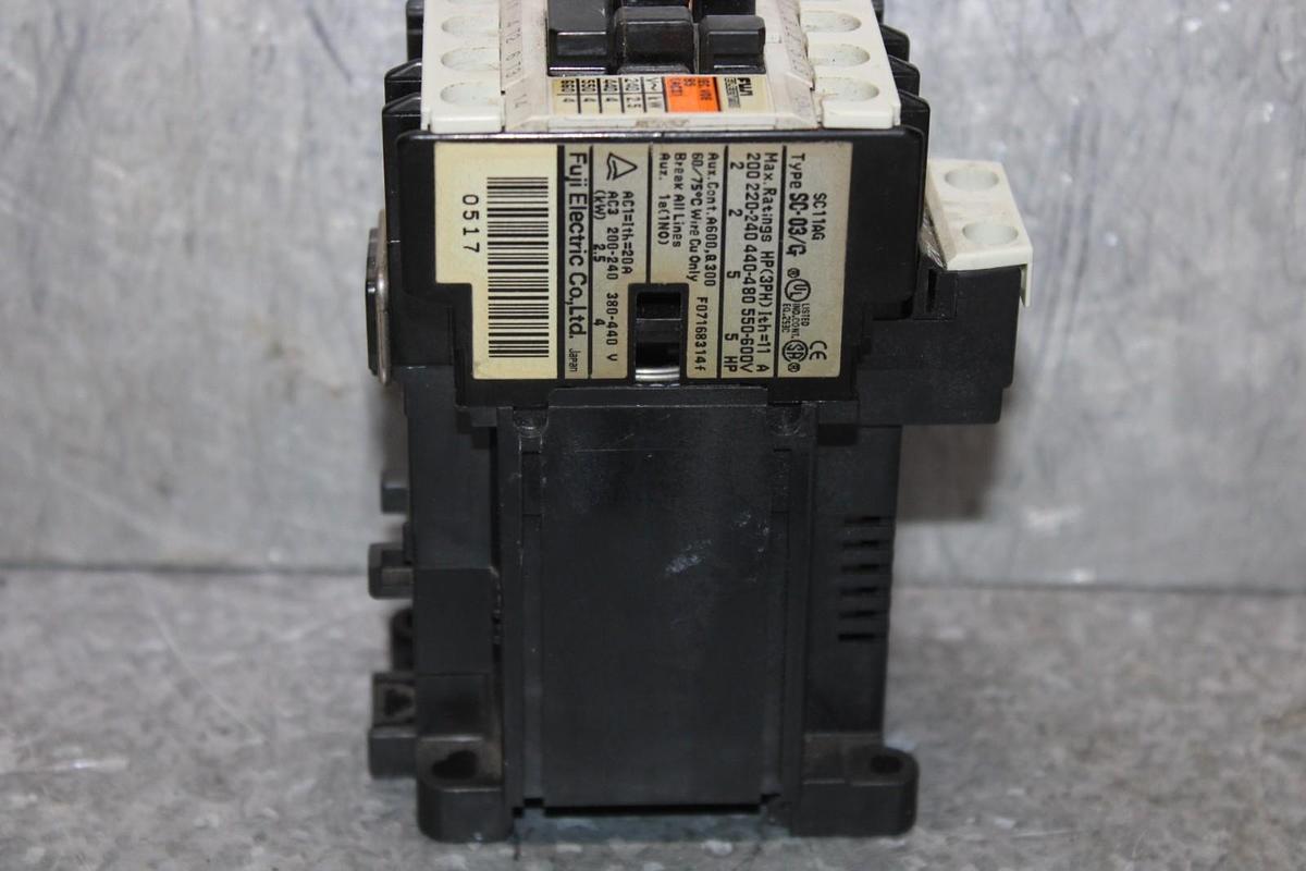 Used FUJI ELECTRIC CONTACTOR SC-03/G SC11AG 600 VOLT 20 AMP 4 kW COIL: 24 VDC