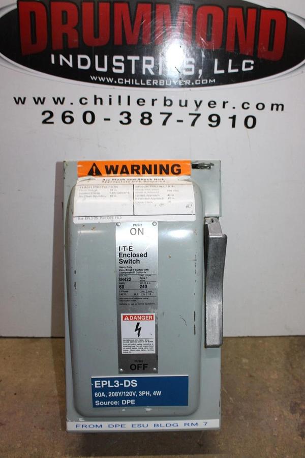Used ITE ENCLOSED SWITCH SN422 60 AMP 240 VAC TYPE 1 3-PHASE 15HP