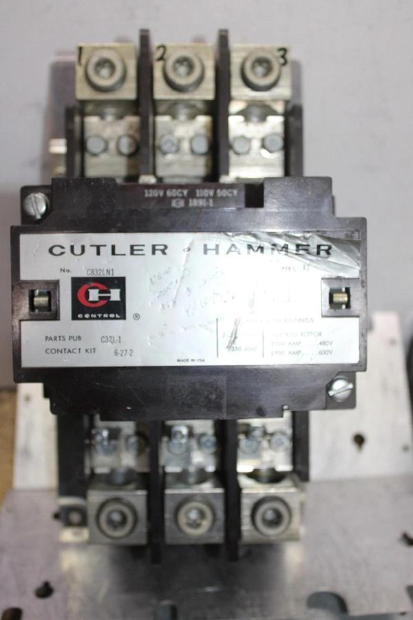 Used CUTLER-HAMMER CONTACTOR C832LN1 350 AMP 600 VAC 3-PHASE COIL: 120 VOLT