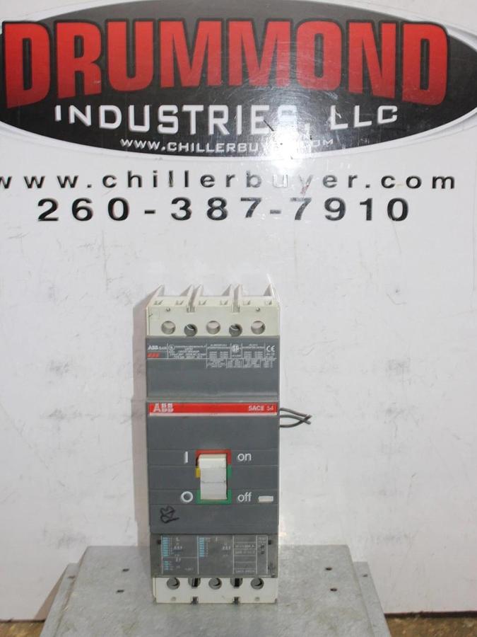 Used ABB BREAKER SACE S4 S4N 250 AMP 600 VOLT 3-POLE W/ AUX SWITCH & SHUNT TRIP