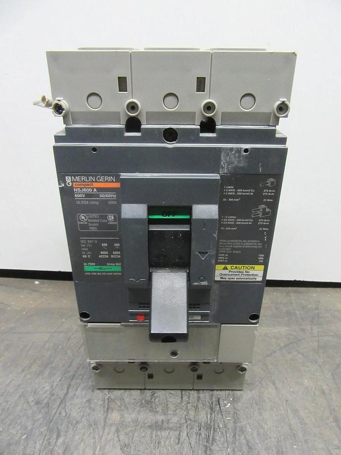 Used MERLIN GERIN MOLDED CASE SWITCH NSJ600A 600 AMP 600 VOLT 50/60 HZ **WARRANTY**