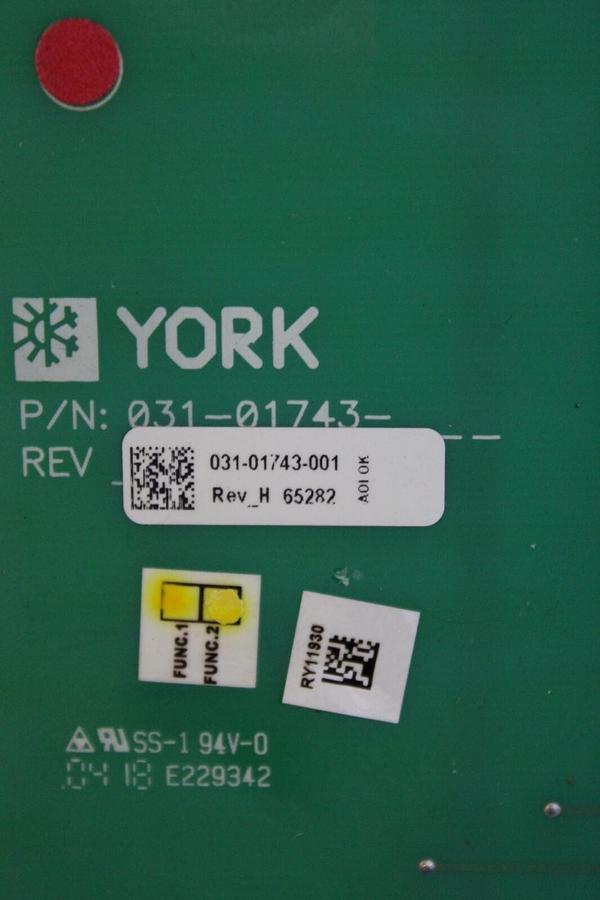 Used YORK CENTRIFUGAL CHILLER INPUT OUTPUT CONTROL 031-01743-001 REV. H