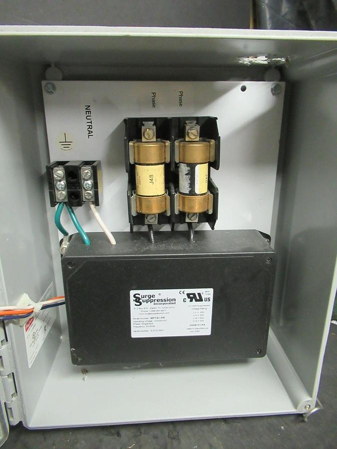 Used SURGE SUPRESSION INC. MP1S1-PR 120 /240 VAC SUPRESSOR SINGLE SPLIT PHASE 4X ENCL