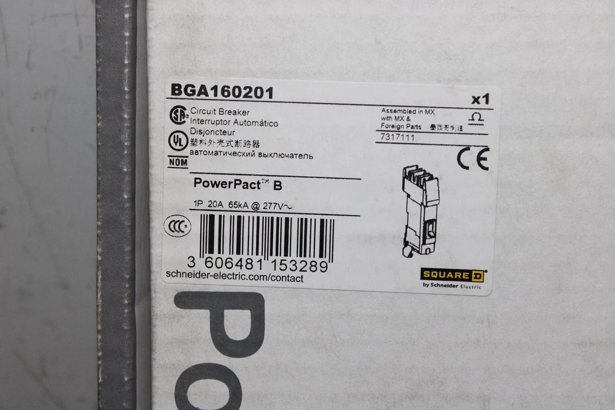 NEW SURPLUS SQUARE D I-LINE POWERPACT CIRCUIT BREAKER BGA160201 20A 277V 1-POLE