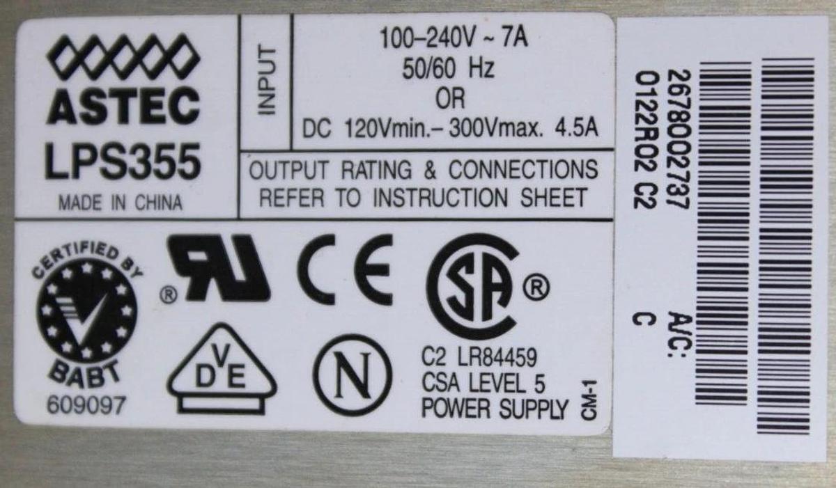 Used ASTEC DUAL LPS355 POWER SUPPLIES 240 VAC 7 AMP 50/60 HZ **WARRANTY**
