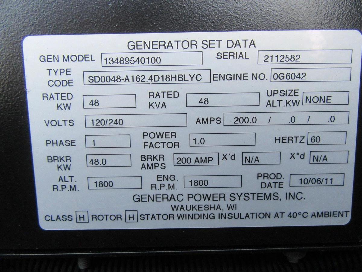 Used 48 KW DIESEL GENERATOR GENERAC 120/240 VOLT 393 HRS SOUND ENCLOSED VIDEO 50 KW