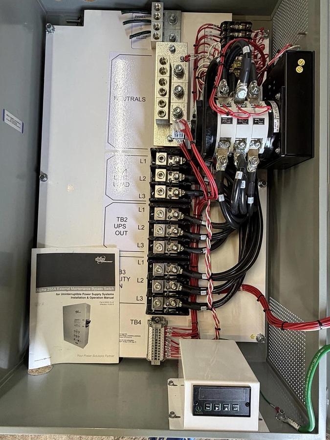 Used ALPHA MODULAR UPS CABINET AMPS80-3-30 80HP 0200018 208V 88 AMP W/ BYPASS SWITCH