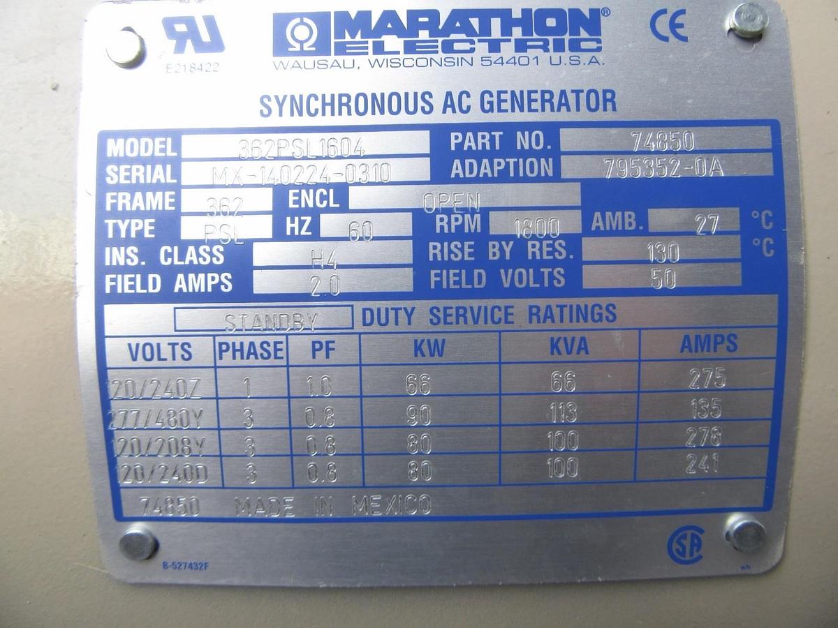 Used 50 KW DIESEL GENERATOR MTU 120/240 V  JOHN DEERE SOUND ENCLOSED 355 HRS  VIDEO