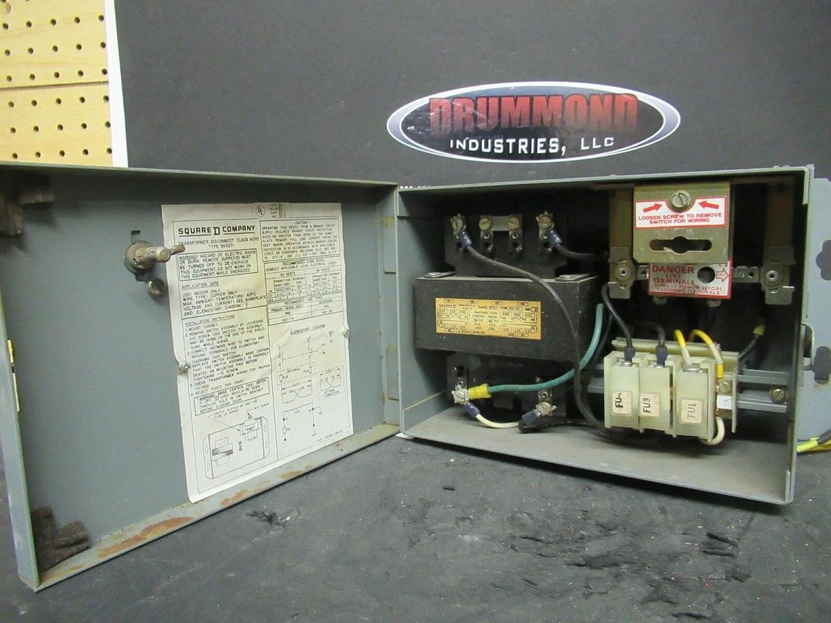 Used SQUARE D CLASS 9070 TRANSFORMER DISCONNECT 250 VA SK5271N SER. A W/ ENCLOSURE