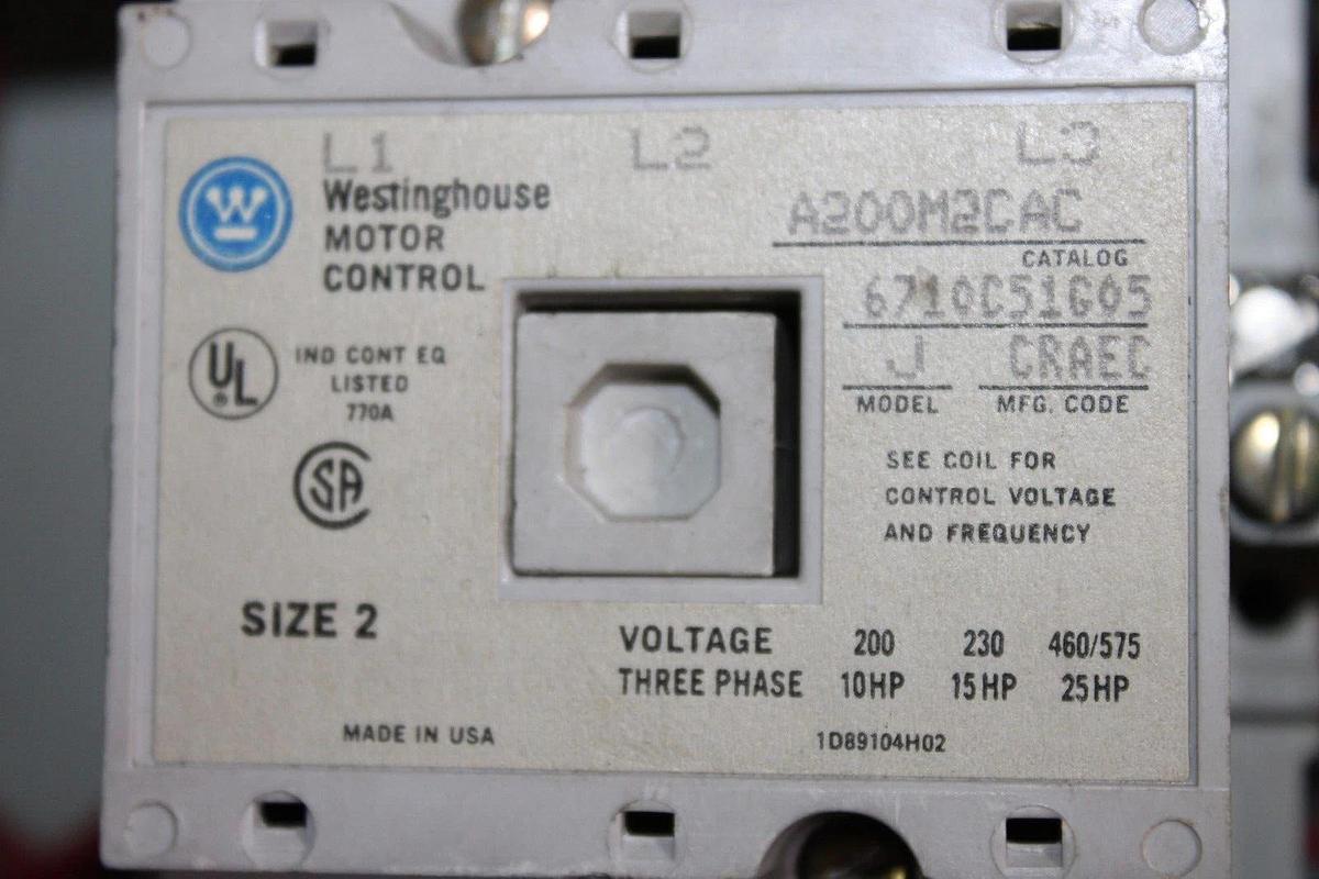 Used WESTINGHOUSE MCC MOTOR CONTROL BUCKET FREEDOM 2100 24" SIZE 2 CL75250