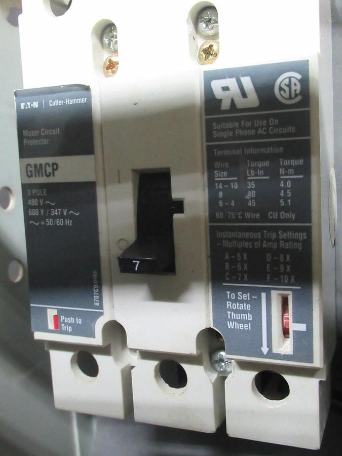 Used CUTLER HAMMER MOTOR STARTER CONTROL BUCKET MODEL: 2100 12" NEMA SIZE 1 7 AMP