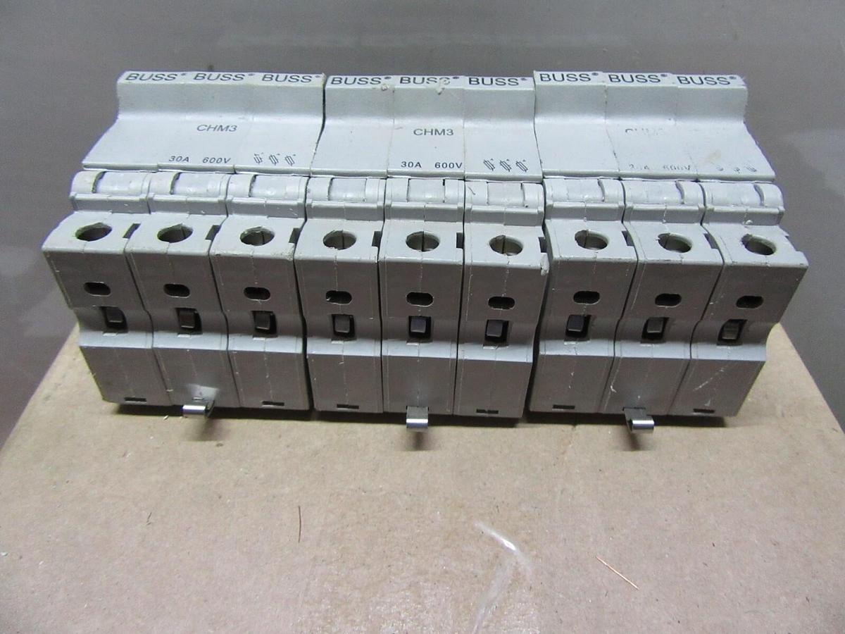 Used LOT OF 3 BUSSMANN FUSE HOLDER CHM3 600V 30A 3-POLE **WARRANTY**