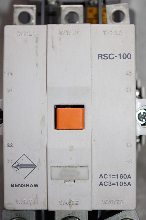 Used BENSHAW MAGNETIC CONTACTOR RSC-100 160 AMP 600 VOLT 3-POLE COIL: 100-240 VOLT