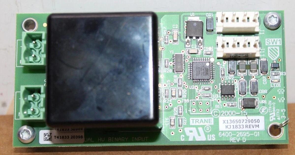 Used TRANE HVAC DUAL HU BINARY CIRCUIT BOARD X13650729050 REV. M 6400-2695-01 REV. D