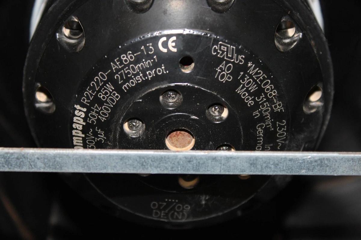 Used EBM ENCLOSED FAN R2E220-AE86-13 M2E086-BF 230 VAC 85 WATT 2750 RPM SINGLE-PHASE