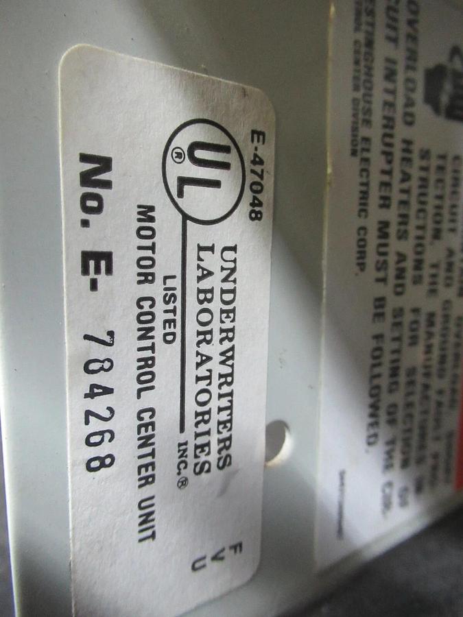 Used CUTLER HAMMER MOTOR CONTROL BUCKET 12" NEMA SIZE 1 STARTER 600 V 7 AMP BREAKER