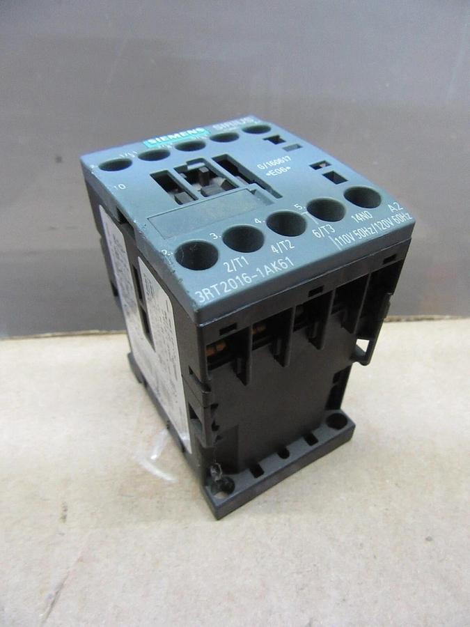 Used SIEMENS CONTACTOR 3RT2016-1AK61 600 VAC 20 AMP 7.5 HP 3-PHASE COIL: 110/120 VOLT