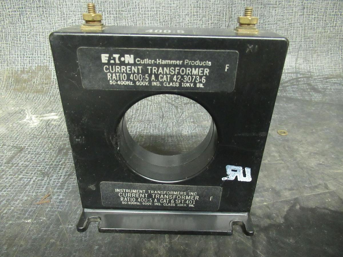 Used EATON CURRENT TRANSFORMER 42-3073-6 RATIO: 400:5 A 50-400 HZ **WARRANTY**