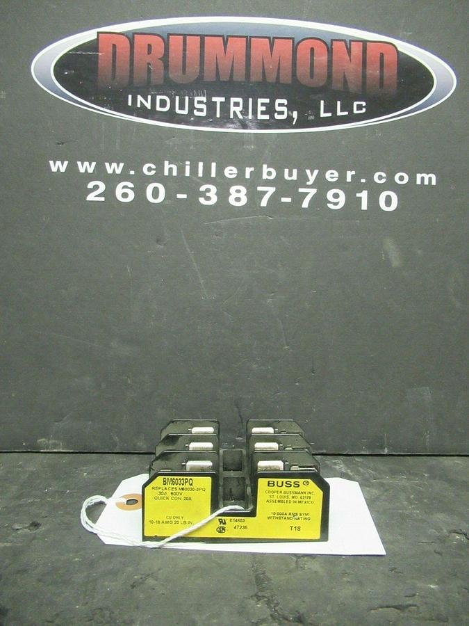 Used BUSSMAN FUSE HOLDER BM6033PQ FOR 30 AMP 600 V FUSES **WARRANTY**