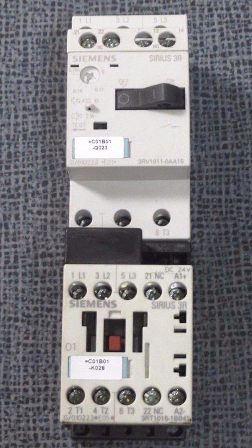 Used SIEMENS SIRIUS 3R STARTER SET 0.11-0.16 AMP 3RV1011-0AA15 WITH 3RT1016-1BB42