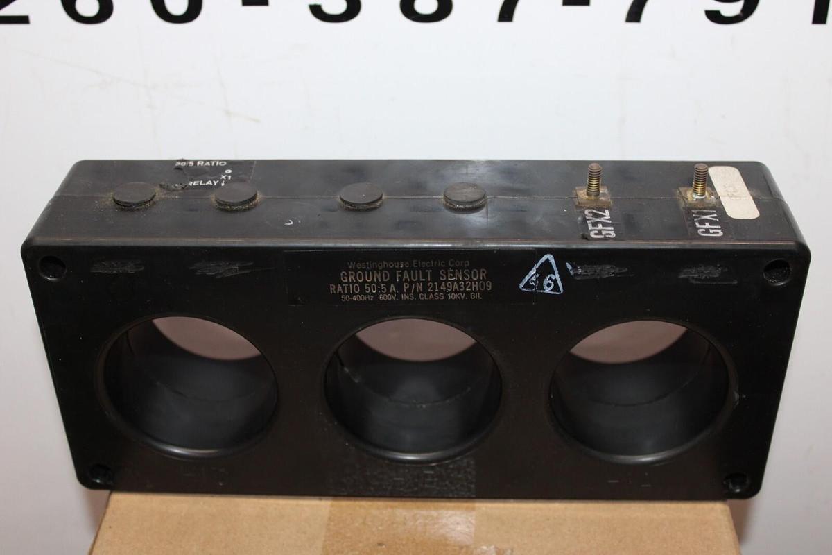 Used CUTLER HAMMER GROUND FAULT SENSOR 2149A32H09 50:5 AMP 50-400 HZ 10 KV *WARRANTY*