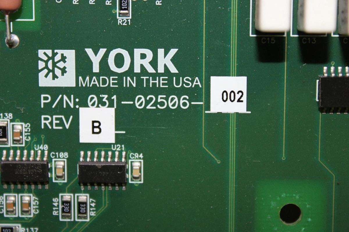 Used YORK CHILLER VSD LOGIC CIRCUIT BOARD 031-02506-002 REV. B *WARRANTY*
