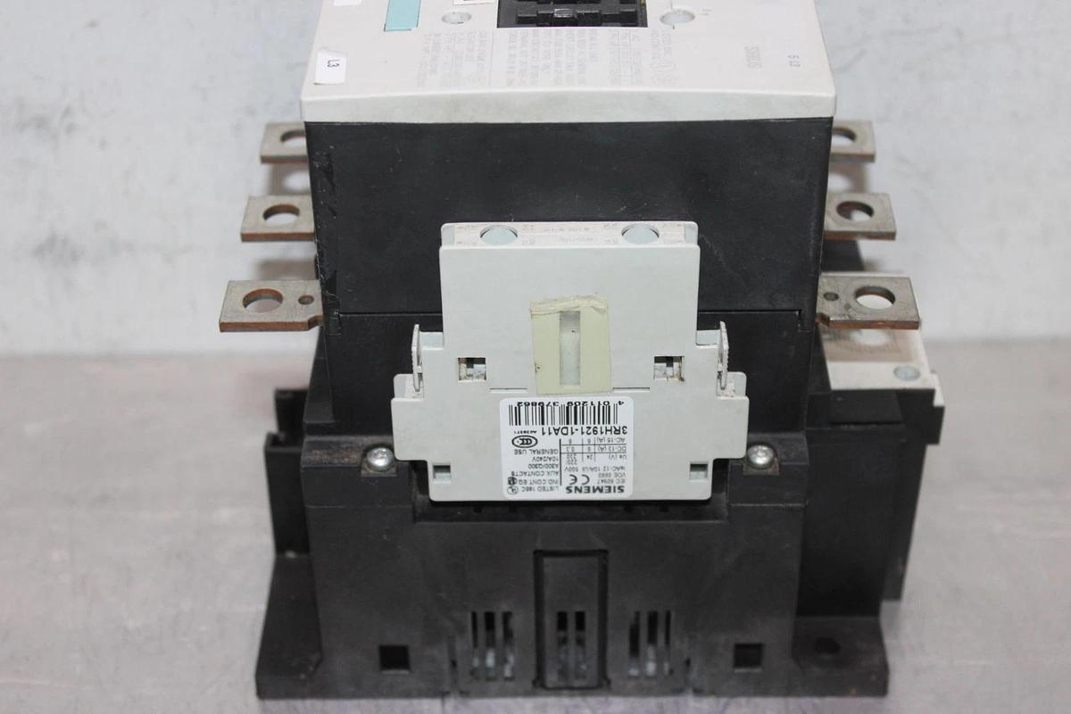 Used SIEMENS CONTACTOR 3RT1055-6...6 600 VAC 195 AMP 150 HP 3-POLE 3-PHASE COIL: 120V