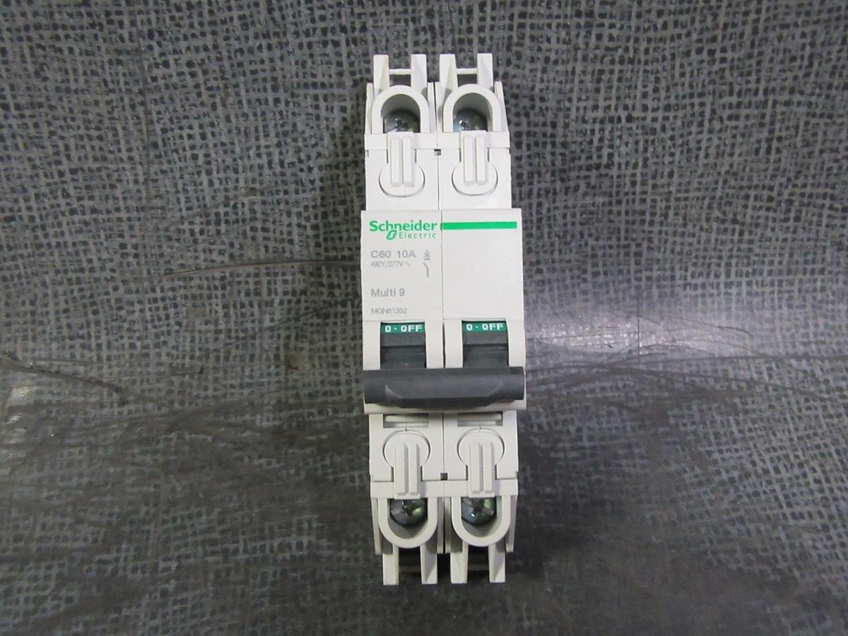 Used MERLIN GERIN CIRCUIT BREAKER MGN61352 MULTI 9 C60 10 AMP 277V 2-POLE WARRANTY