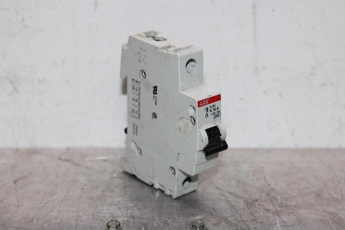 Used ABB CIRCUIT BREAKER S-201-K-16-A 230/400 VAC 16 AMP 1-POLE *WARRANTY*