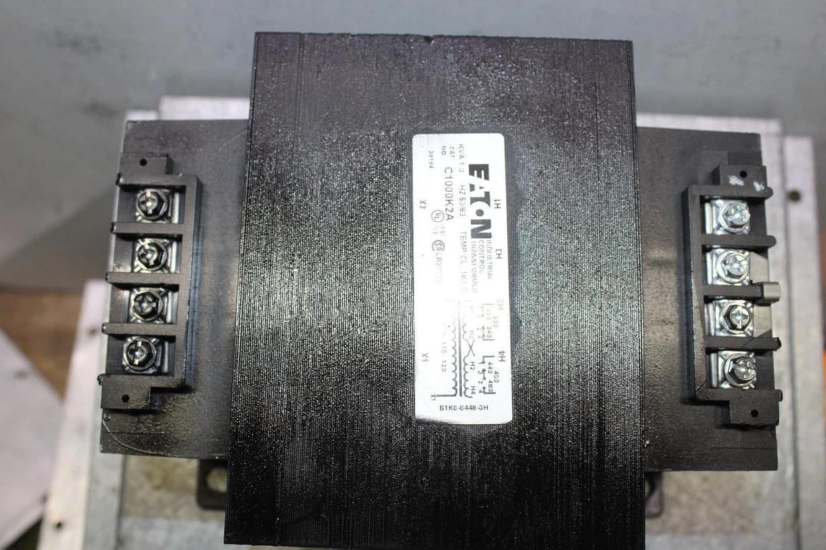 Used EATON TRANSFORMER C1000K2A 1 KVA 60 HZ B1K0-0448-3H INPUT: 240/480V OUTPUT: 120V