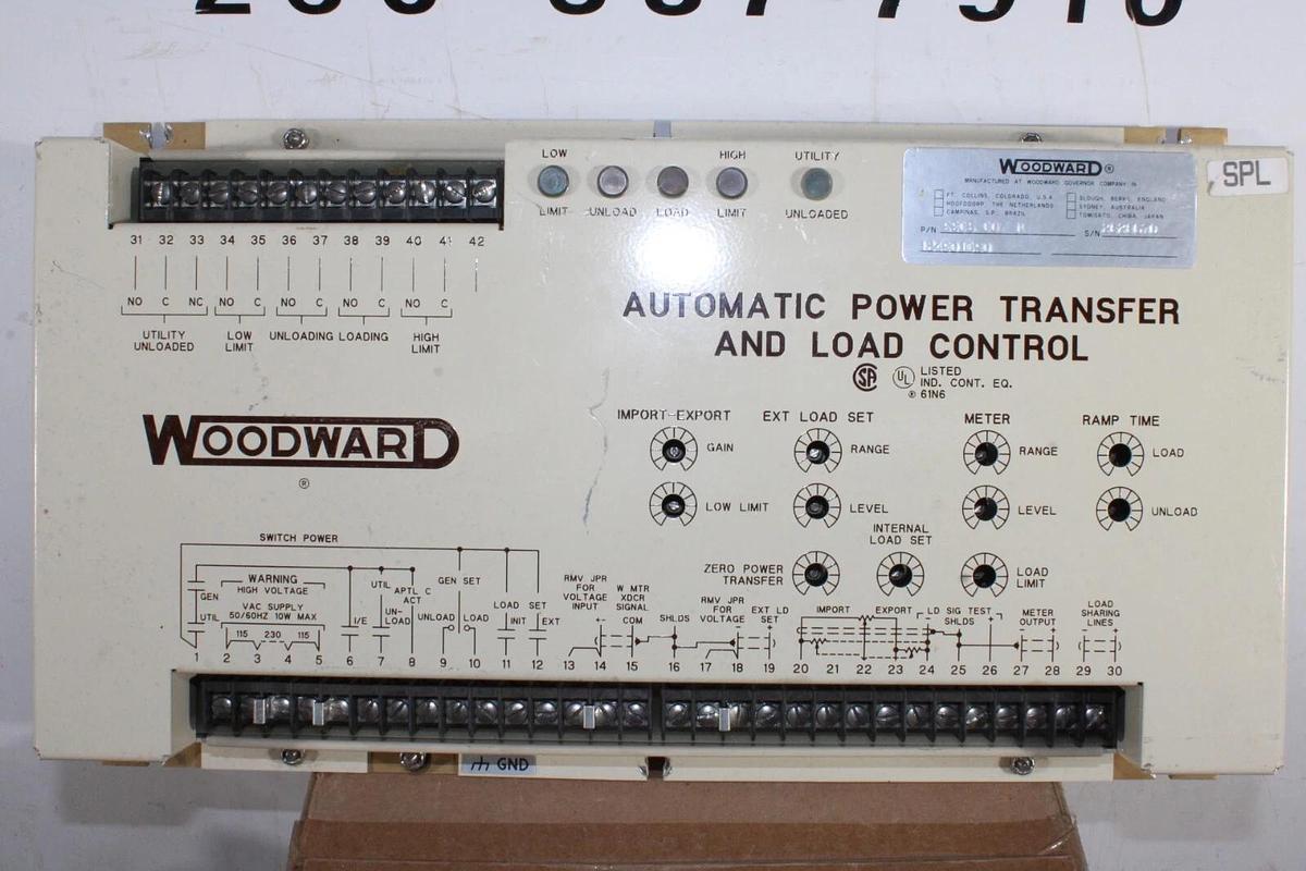 Used WOODWARD AUTOMATIC POWER TRANSFER & LOAD CONTROL 9905-007-N 115-230 VAC