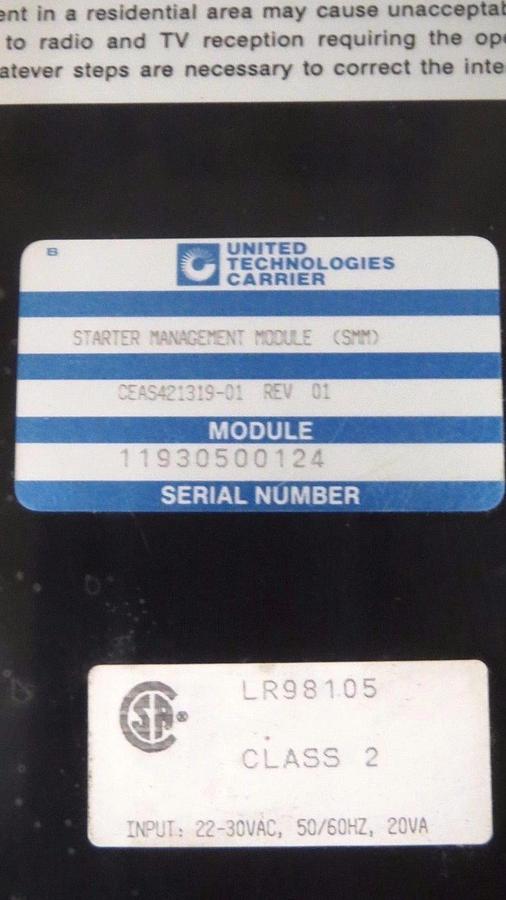 Used CARRIER STARTER MANAGEMENT MODULE (SMM) CESO121319-01 CEAS421319-01 REV 01