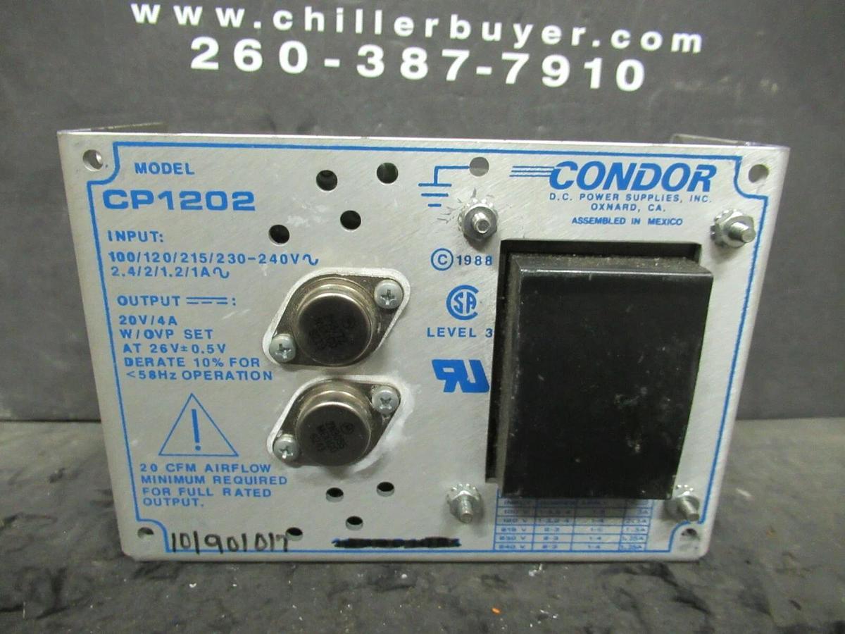 Used CONDOR DC POWER SUPPLY CP1202 IN 100/120/215/230-240 VAC OUT 20 VDC / 4 AMP