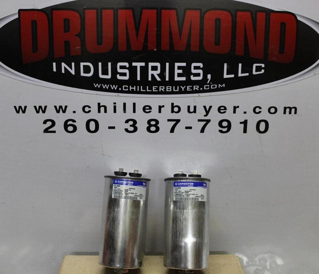 Used LOT OF 2 GE DIELEKTROL VI CAPACITOR 27L366 120314019-001 600 VAC 40 uF ± 6%