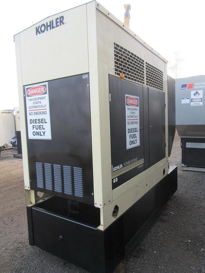 Used 40KW DIESEL GENERATOR KOHLER 120/240 V JOHN DEERE ENCLOSED VIDEO WE SHIP 40 KW