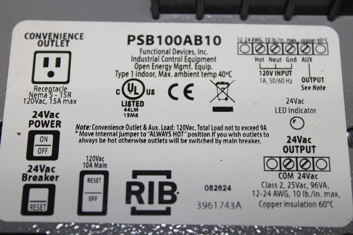 Used FUNCTIONAL DEVICES OPEN ENERGY MANAGEMENT SYSTEM PSB100AB10 **WARRANTY**