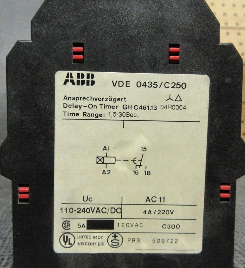 Used ABB TIME DELAY 1.5-30 SECOND VDE 0435-C250 240 VAC 4 AMP **WARRANTY INCLUDED**
