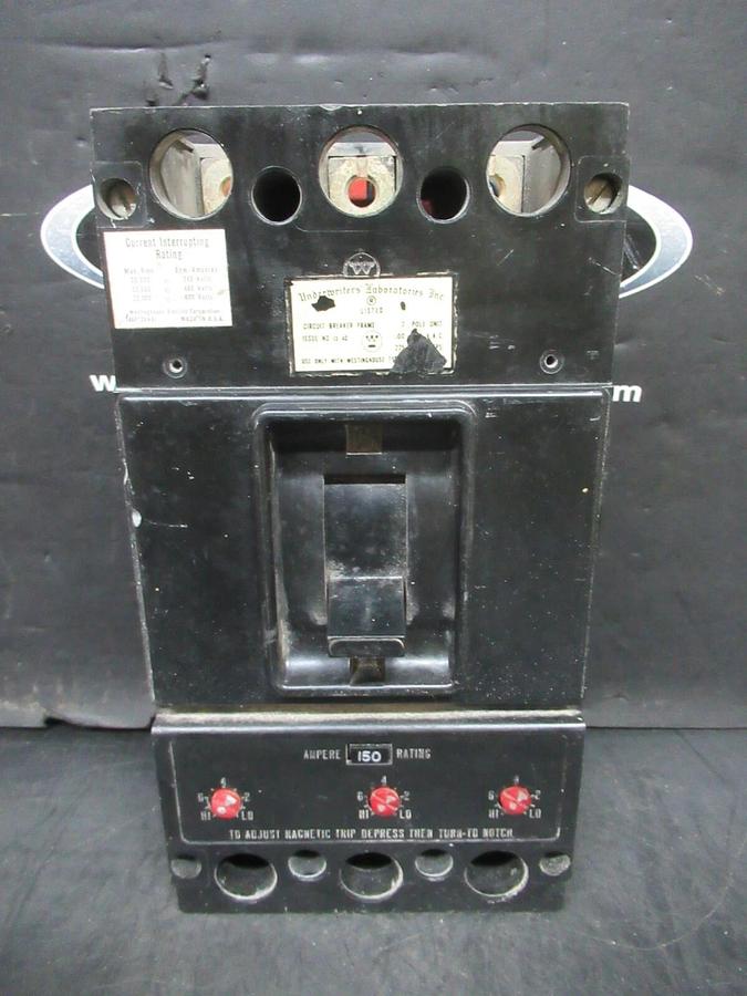 Used WESTINGHOUSE AB DE-ION BREAKER KA3225F 150 AMP TRIP 600 VAC 3-POLE 459D971G02