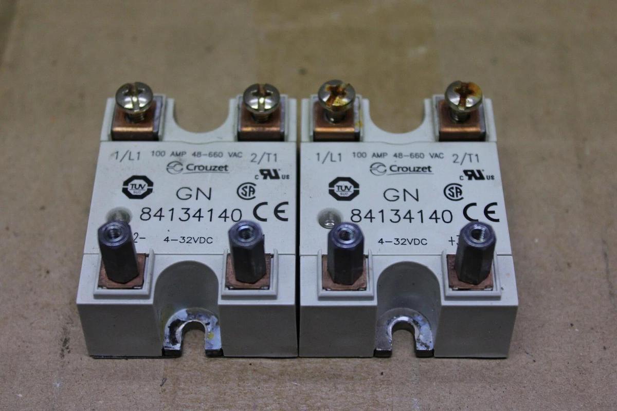 Used LOT OF 2 CROUZET SOLID STATE RELAY GN-84134140 100 AMP 600 VAC 32 VDC