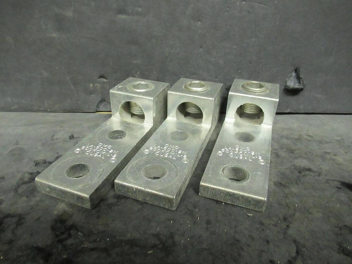 Used 3 QTY CMC LA-600-2N 1 SINGLE BARREL MECHANICAL CONNECTOR LUGS TAP 600 KCMIL - 2