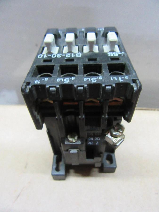 Used ABB CONTACTOR B12-30-10 600 VOLT 21 AMP 10 HP 3-PHASE 3-POLE COIL: 110/120 VOLT