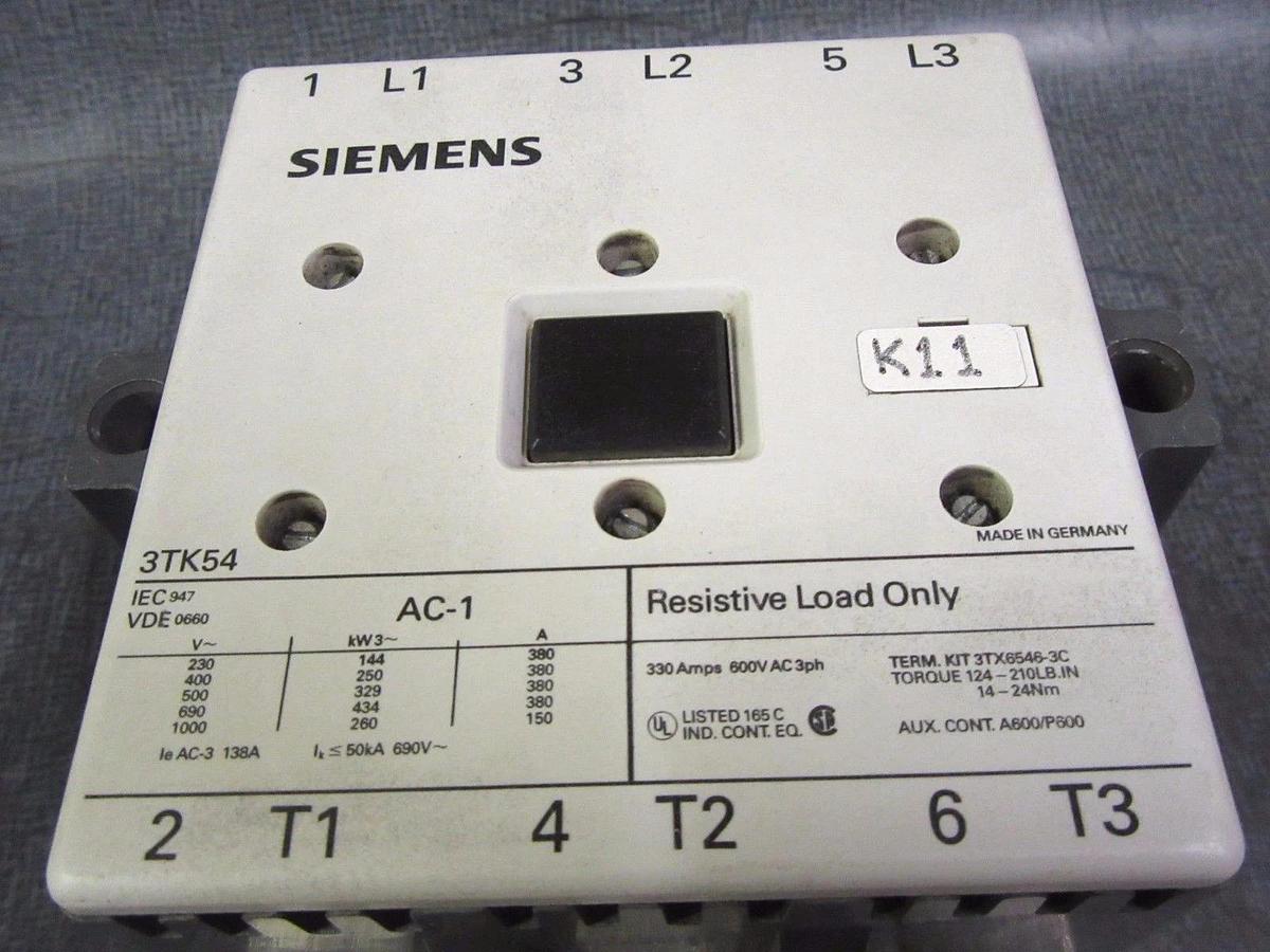 Used SIEMENS CONTACTOR 3TK54 330 AMP 600 VAC 3 PHASE COIL: 380/400V **WARRANTY**