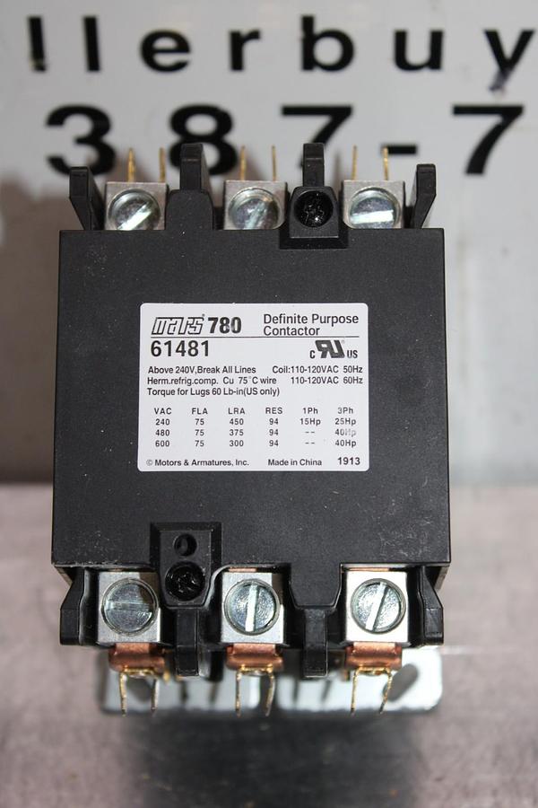 NIB MOTORS & ARMATURES MARS 780 CONTACTOR 61481 75 AMP 600 VAC 40 HP