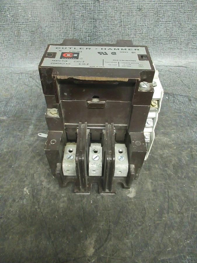 Used CUTLER-HAMMER CONTACTOR C32JN3 120 AMP 600 VOLT 3-PHASE COIL: 110/120V