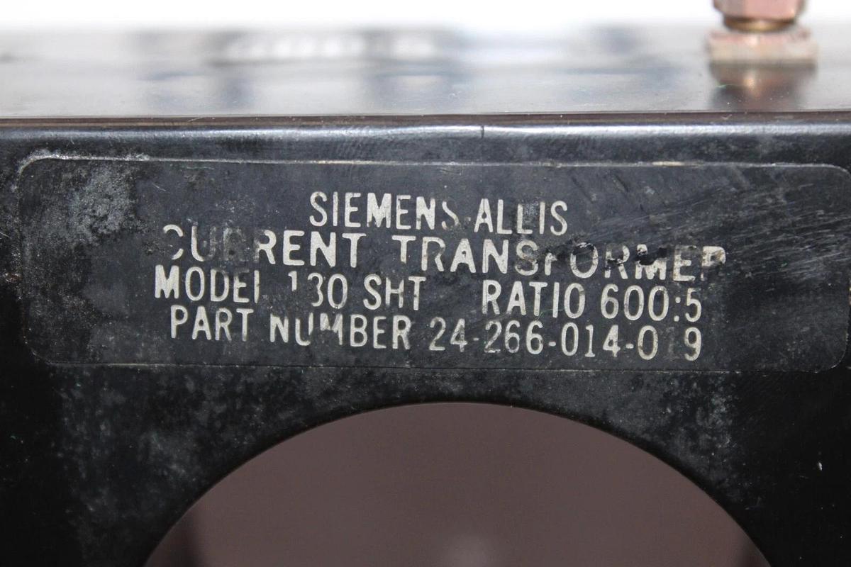 Used SIEMENS ALLIS CURRENT TRANSFORMER 180-SHT 24-266-014-019 600:5 AMP 50-400HZ 600V